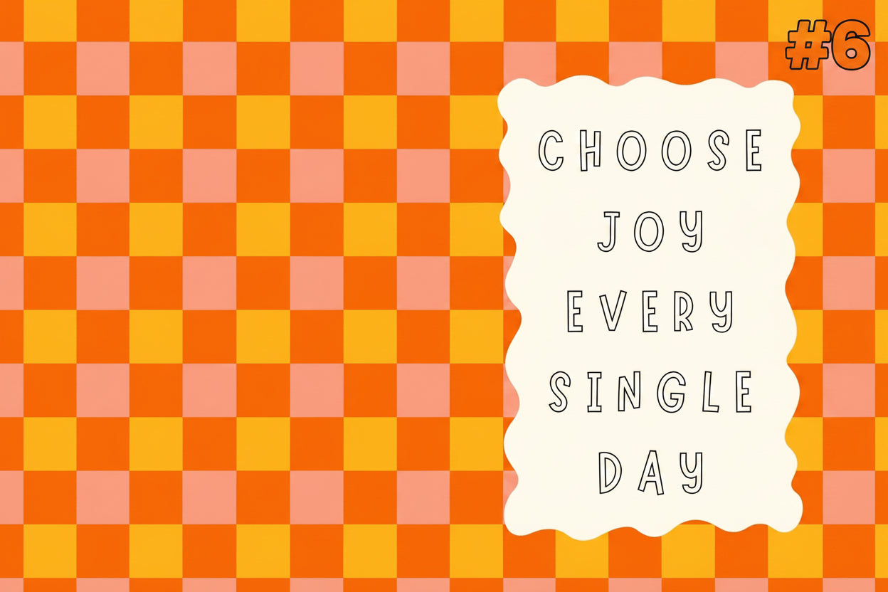 Checkered pattern with a motivational quote on a colorful background